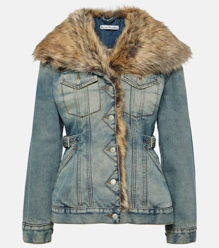 Chaqueta de denim con pelo sintético - Acne Studios - Modalova