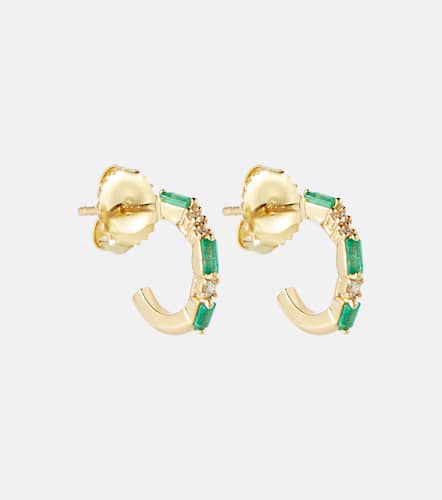 Kt gold earrings with emeralds and diamonds - Suzanne Kalan - Modalova