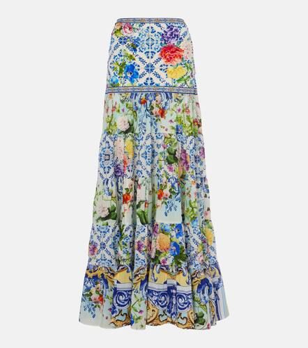 Floral tiered silk maxi skirt - Camilla - Modalova