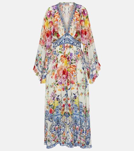 Vestido largo de crepé de seda floral - Camilla - Modalova