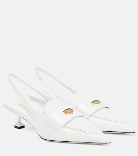 Leather slingback penny loafers - Miu Miu - Modalova