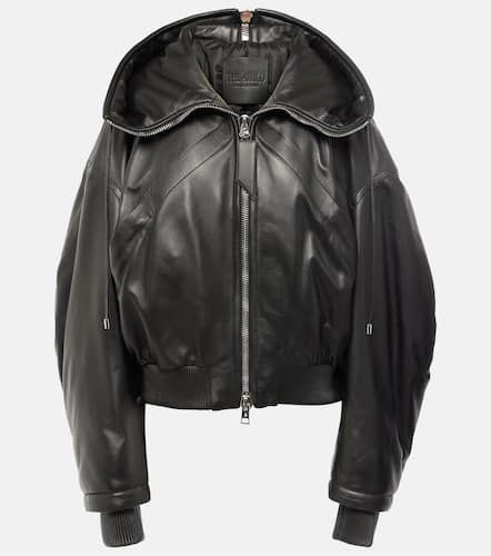 Oversized leather bomber jacket - The Attico - Modalova