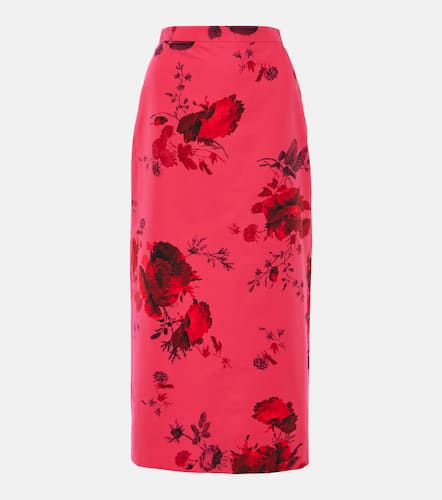 Falda tubo de faya de algodón floral - Erdem - Modalova