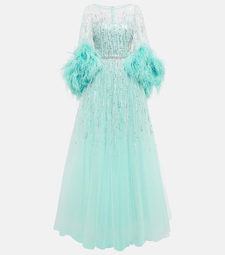 Imani embellished faux-feather trimmed gown - Jenny Packham - Modalova
