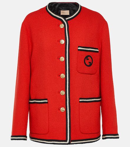 GG embroidered wool-blend tweed jacket - Gucci - Modalova