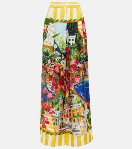 Portofino high-rise silk twill wide-leg pants - Dolce&Gabbana - Modalova