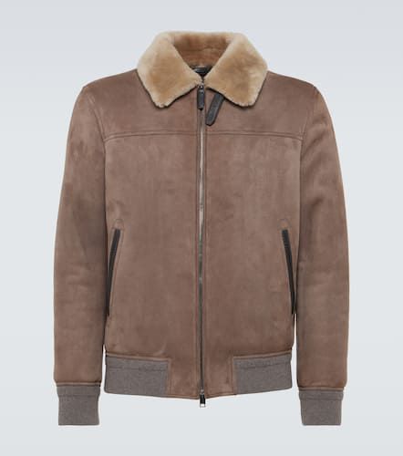 Giacca blouson in suede con shearling - Brioni - Modalova