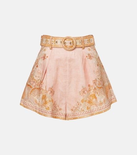 Acacia Tuck printed high-rise linen shorts - Zimmermann - Modalova