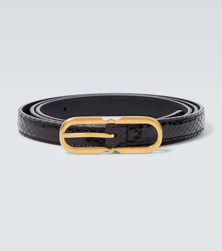 Snake-effect leather belt - Saint Laurent - Modalova