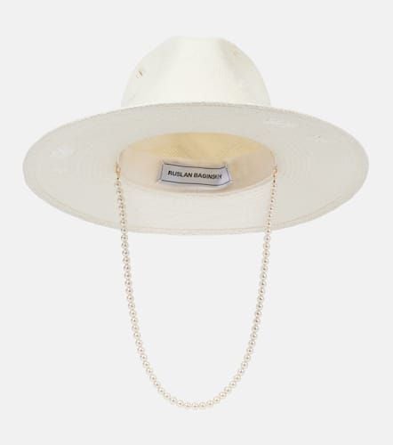 Sombrero fedora de paja con perlas sintéticas - Ruslan Baginskiy - Modalova