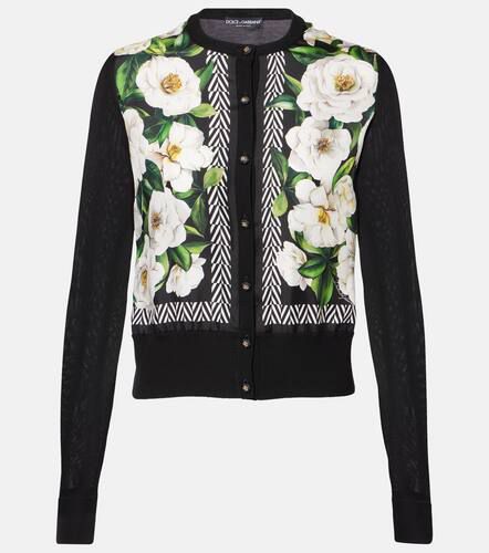 Cardigan in seta con stampa floreale - Dolce&Gabbana - Modalova