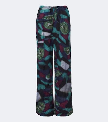 Printed moire wide-leg pants - Dries Van Noten - Modalova