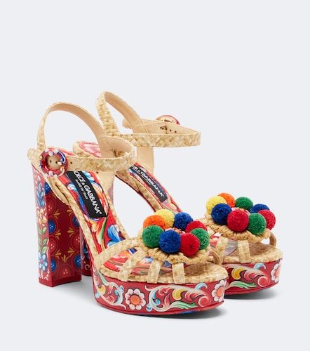 Printed woven platform sandals - Dolce&Gabbana - Modalova