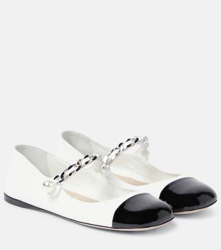 Embellished leather ballet flats - Miu Miu - Modalova