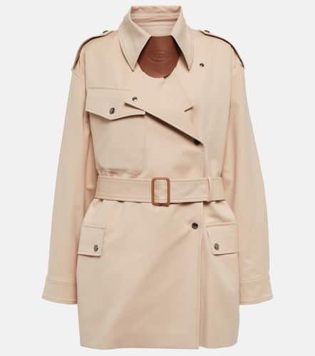 Leather-trimmed cotton trenchcoat - Tod's - Modalova