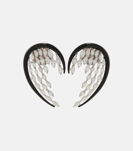 Angel Wings 18kt white gold and enamel drop earrings with diamonds - Kamyen - Modalova