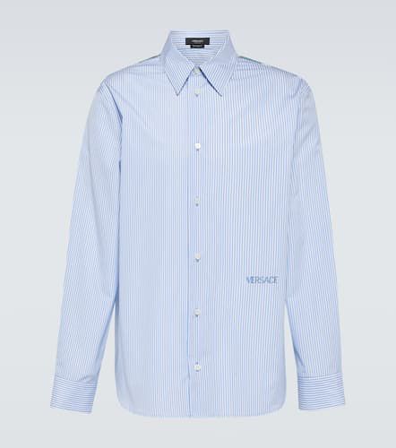 Camisa de algodón a rayas con bordado - Versace - Modalova