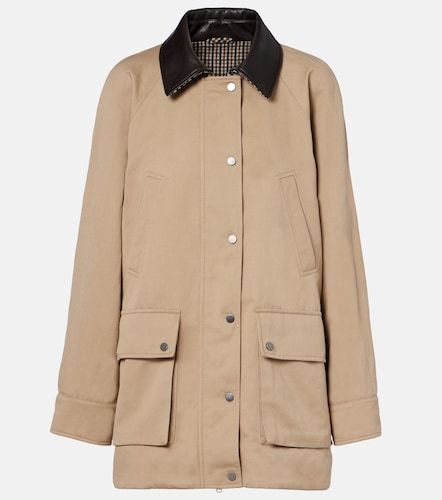 Giacca in cotone e lino con pelle - Brunello Cucinelli - Modalova