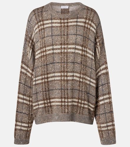 Pullover a quadri con paillettes - Brunello Cucinelli - Modalova