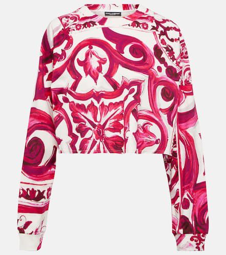 Felpa cropped Maiolica in jersey di cotone - Dolce&Gabbana - Modalova