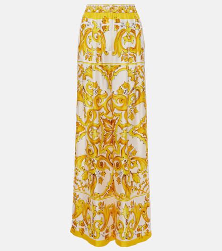 Majolica silk twill palazzo pants - Dolce&Gabbana - Modalova