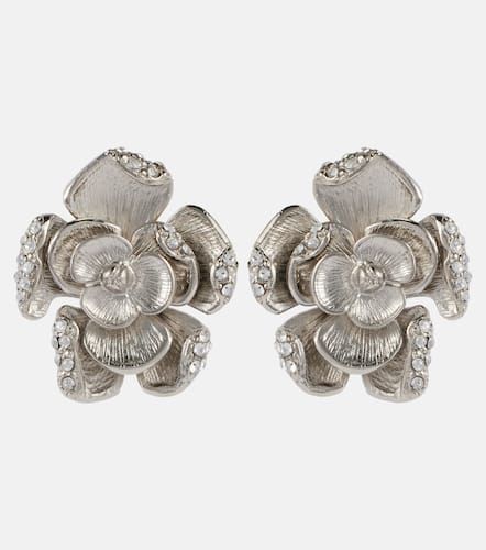 Boucles d'oreilles à fleurs et cristaux - Oscar de la Renta - Modalova
