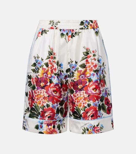 Bermudas de sarga de seda floral - Dolce&Gabbana - Modalova