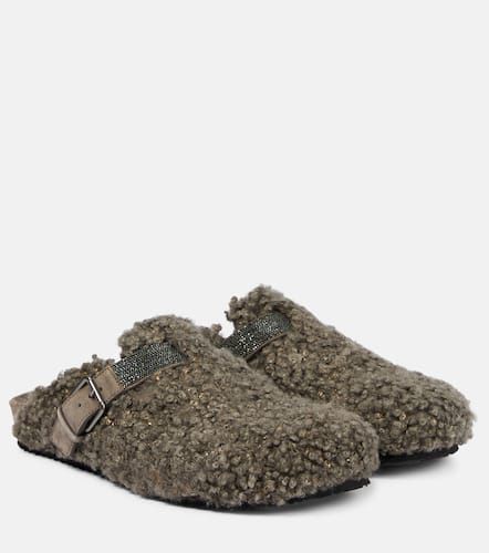 Embellished shearling slippers - Brunello Cucinelli - Modalova