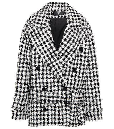 Balmain Houndstooth tweed pea coat - Balmain - Modalova