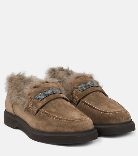 Loafers aus Veloursleder mit Shearling - Brunello Cucinelli - Modalova