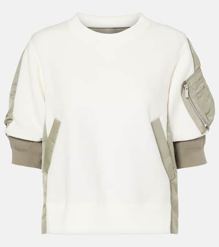 Twill-trimmed cotton-blend jersey top - Sacai - Modalova