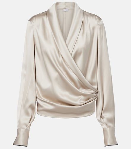 Draped silk-blend satin blouse - Brunello Cucinelli - Modalova