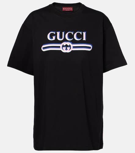 T-shirt in jersey di cotone con stampa - Gucci - Modalova