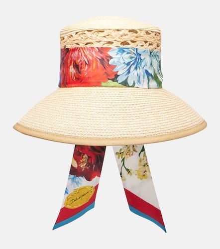Silk-trimmed straw and raffia sun hat - Dolce&Gabbana - Modalova