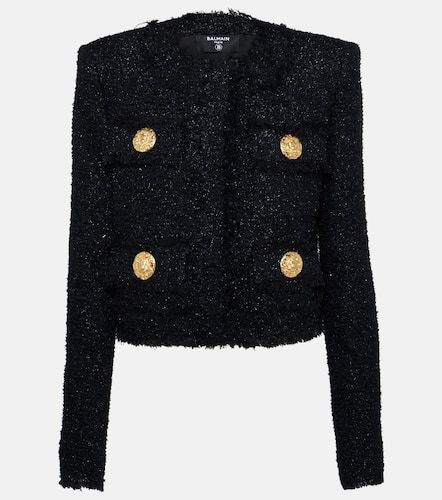 LurexÂ® tweed embellished cropped jacket - Balmain - Modalova