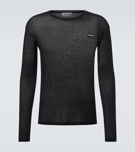 Camiseta de jersey de algodón con logo - Miu Miu - Modalova