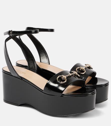 Horsebit leather platform sandals - Gucci - Modalova