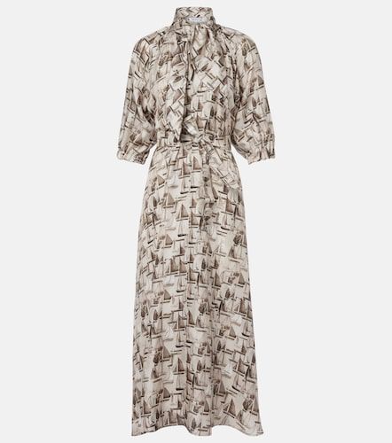 Printed tie-neck silk twill midi dress - Max Mara - Modalova