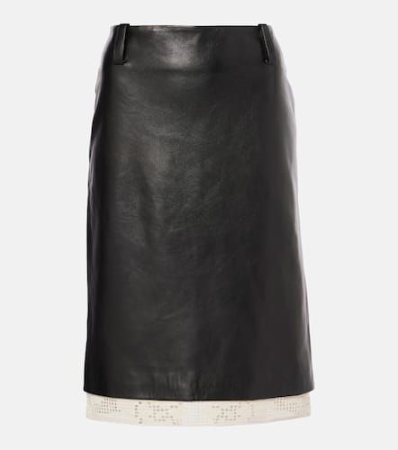 Lace-trimmed leather midi skirt - Magda Butrym - Modalova