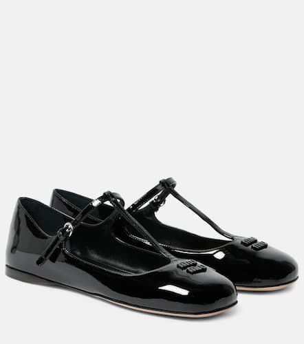 Logo patent leather ballet flats - Miu Miu - Modalova