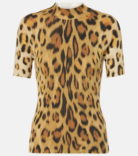 Leopard-print silk-blend top - Oscar de la Renta - Modalova