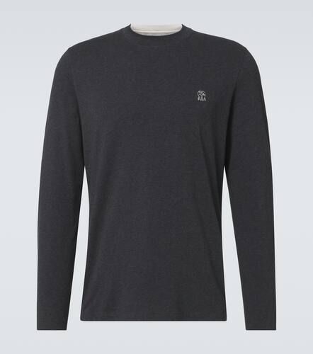 T-shirt in jersey di cotone con logo - Brunello Cucinelli - Modalova