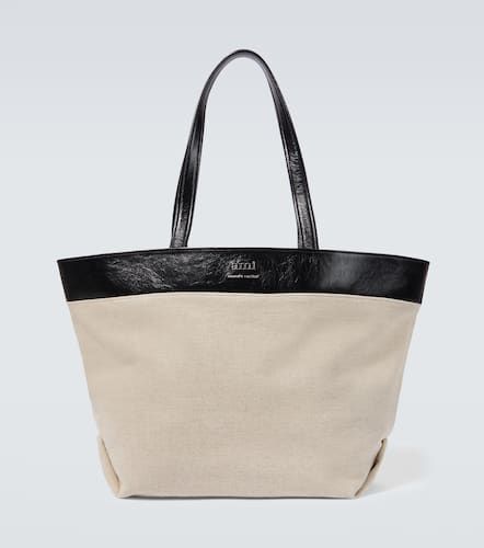 Canvas leather-trimmed tote bag - Ami Paris - Modalova