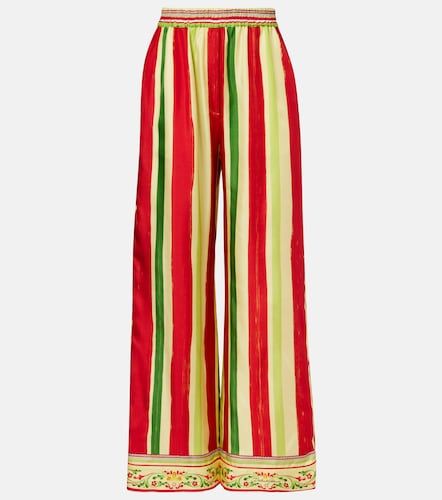 Pantalones palazzo de seda a rayas - Dolce&Gabbana - Modalova