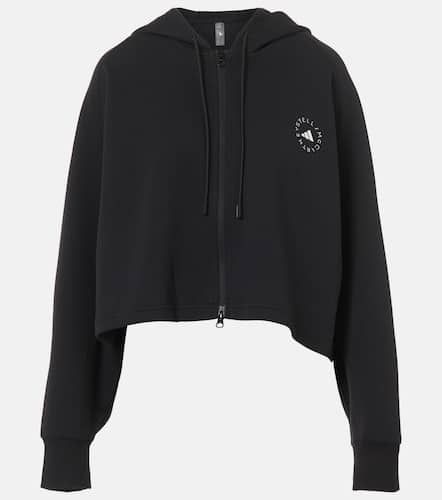Cropped cotton-blend jersey zip-up hoodie - Adidas by Stella McCartney - Modalova