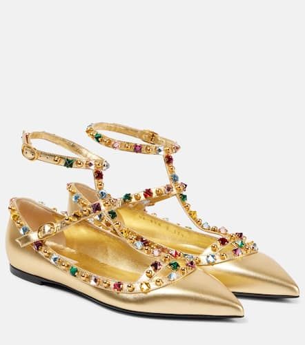 Ballerinas Rockstud aus Metallic-Leder - Valentino Garavani - Modalova