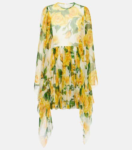 Vestido corto de chifón de seda floral - Dolce&Gabbana - Modalova