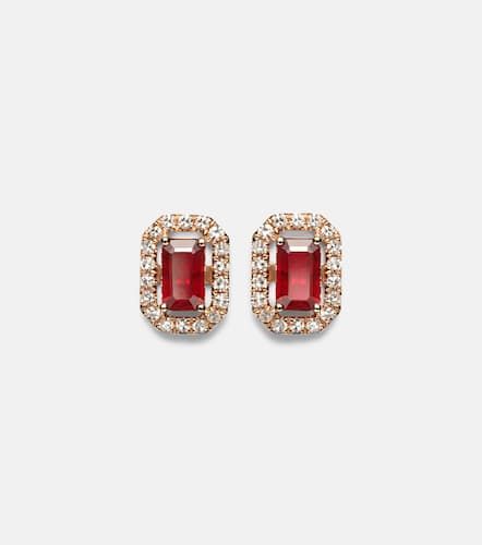 Kt rose earrings with rubies and diamonds - Shay Jewelry - Modalova