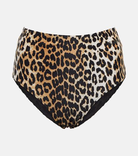 Leopard-print high-rise bikini bottoms - Ganni - Modalova