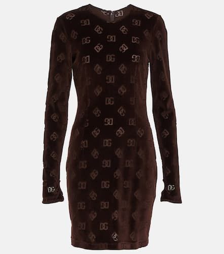 Vestido corto de terciopelo con DG - Dolce&Gabbana - Modalova